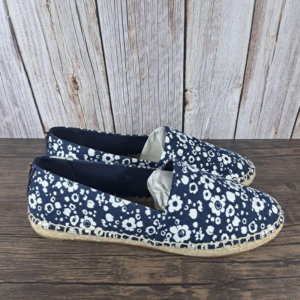 Tory Burch Risa Espadrille Slip On Loafer Women's Sz 9 Navy Ivory Lovers Floral - Picture 3 of 10